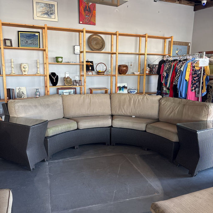 Curved Patio Sofa w/ 2 End Tables