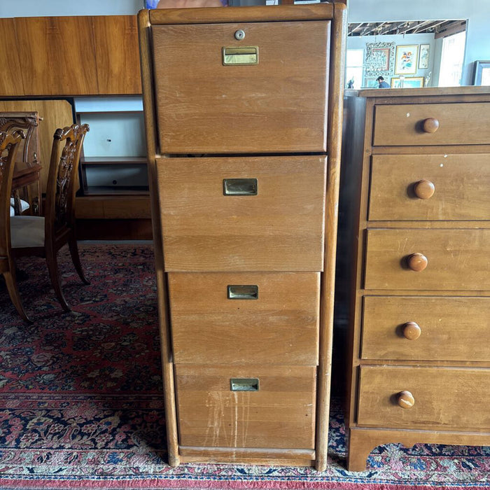 Oak 4 Drawer File Cabinet
