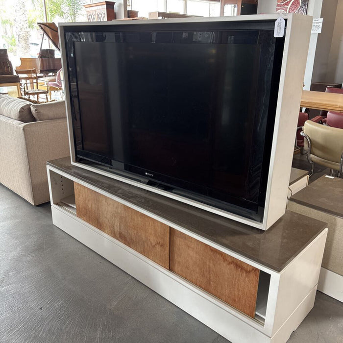 Custom Marble Top 360 Swivel TV Cabinet w/ Tv
