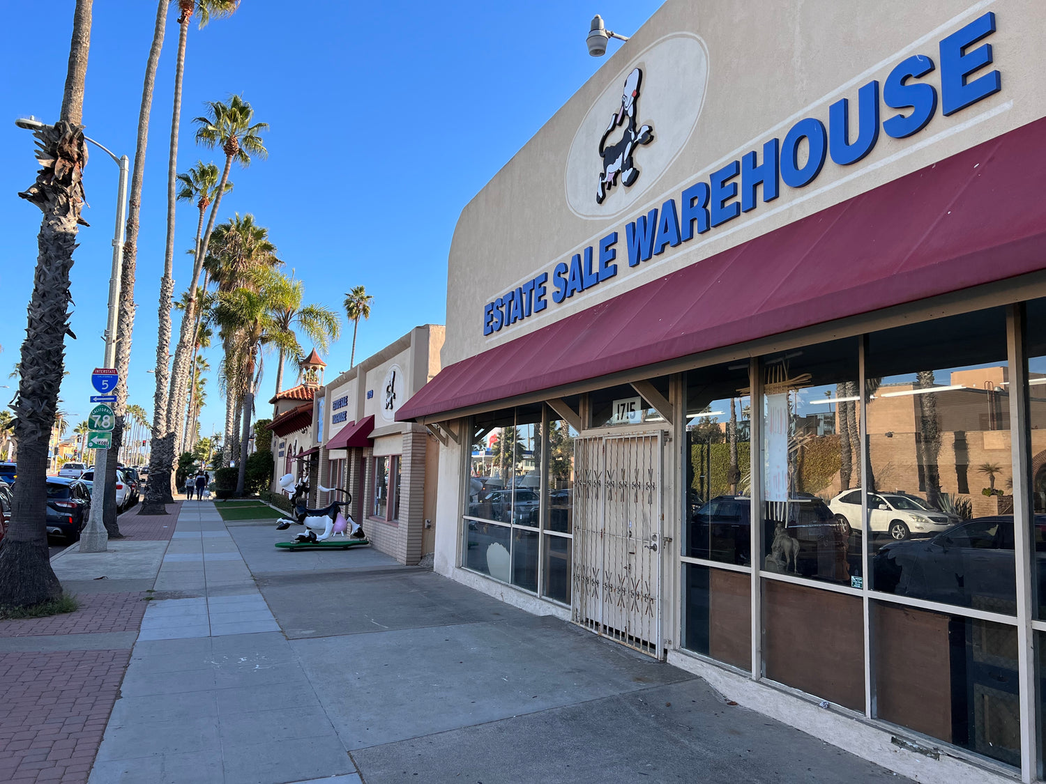 Estate Sale Warehouse storefront on Historic coast highway. Close to the 78 freeway and the 5 interstate.