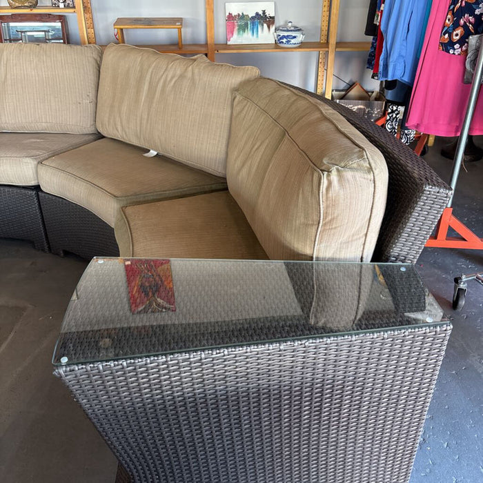 Curved Patio Sofa w/ 2 End Tables