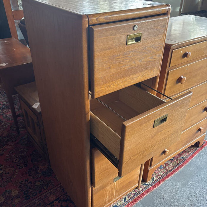 Oak 4 Drawer File Cabinet