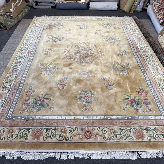 9' X 12'4" Sculpted Chinese Rug as-is